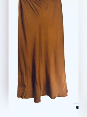 Anine Bing Satin Maxi Skirt in Copper